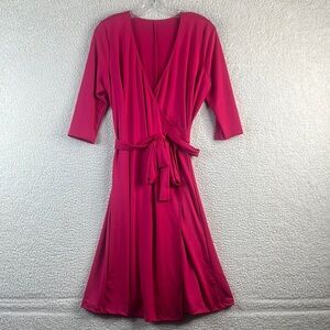 NWOT Unbranded Womens Hot Pink Half Sleeve V-Neck Knee-Length Wrap Dress L LARGE